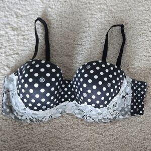 Victoria's Secret Black and White Polka Dot Lace Bra